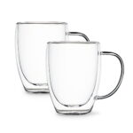 Teranuvo DOUBLE WALLED GLASS CUPS 350ML for Coffee Accessories (Clear)
